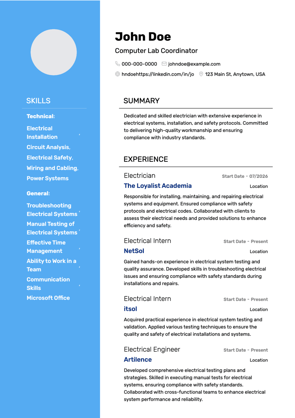 Polished ATS-friendly resume and CV template. Free preview. Balanced typography and structure for professional and technical roles.